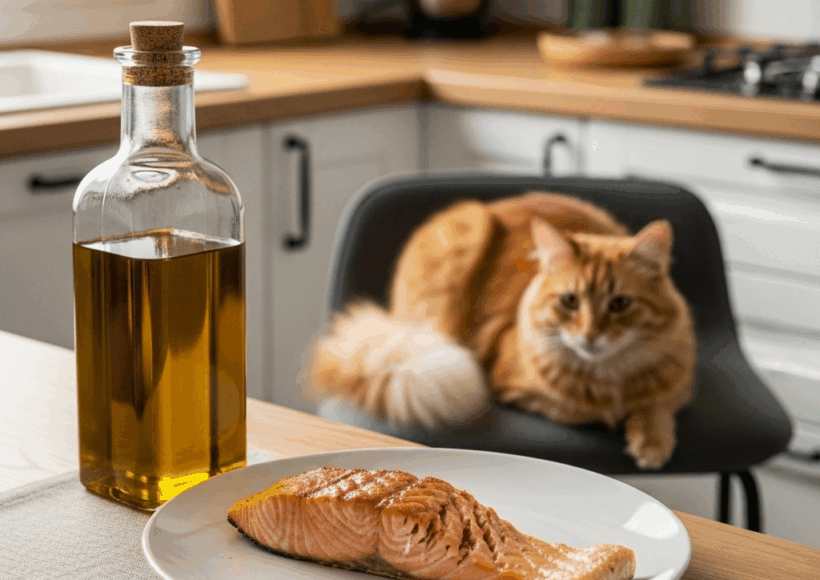 I benefici dell'olio di salmone per i gatti e per i cuccioli